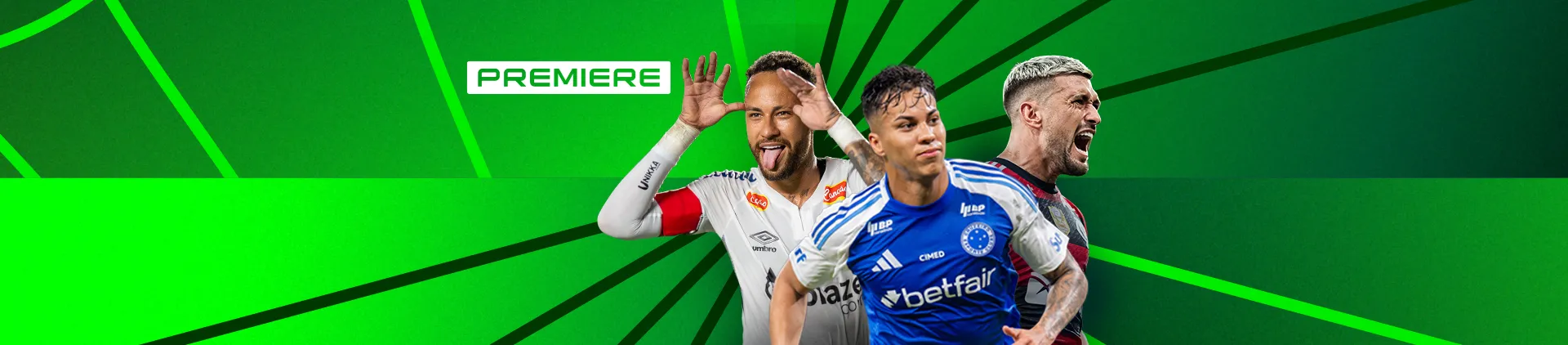 Imagem com logo Premiere e jogadores participantes do Brasileirão