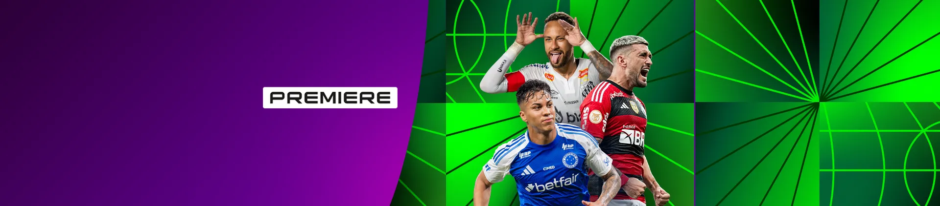 Imagem com logo Premiere e jogadores participantes do Brasileirão