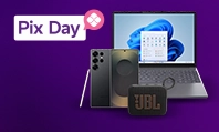 Conjunto de produtos em desconto, lê-se: Pix Day.