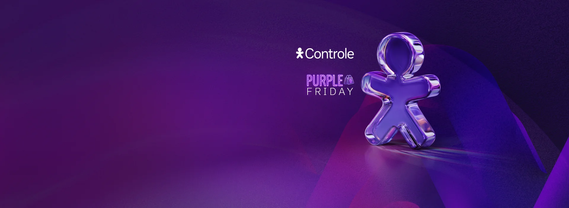 Imagem com fundo escuro, vivinho em vidro e ao lado logo Vivo Controle e Purple Friday
