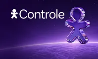 Banner Controle Purple Friday com personagem Vivo sobre fundo espacial roxo.