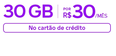 Lê-se: "30 GB por R$ 30/mês no cartão de crédito."
