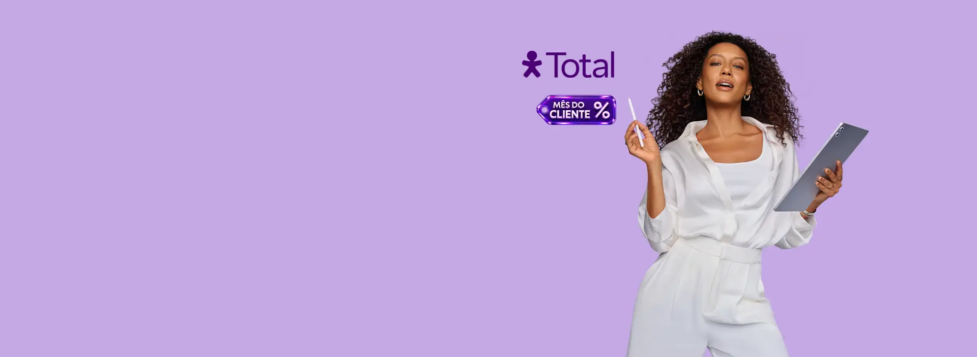 Banner Vivo Total com ofertas especiais do Mês do Cliente.