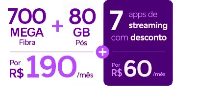 Oferta Vivo Total com 700 Mega Fibra, 80 GB e desconto em streaming.
