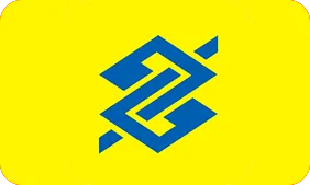 Logo do Banco do Brasil na cor azul com o fundo amarelo