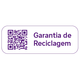 Lê-se: Garantia de Reciclagem. Com QR Code para o site vivo.com.br/embalagens.