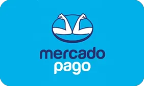 Logo do Banco Mercado Pago com fundo azul
