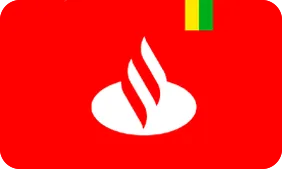 Logo do Banco Santander na cor branca com fundo vermelho