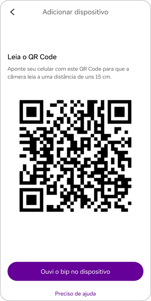 Imagem de tela com QR Code para ativação da câmera i2GO.