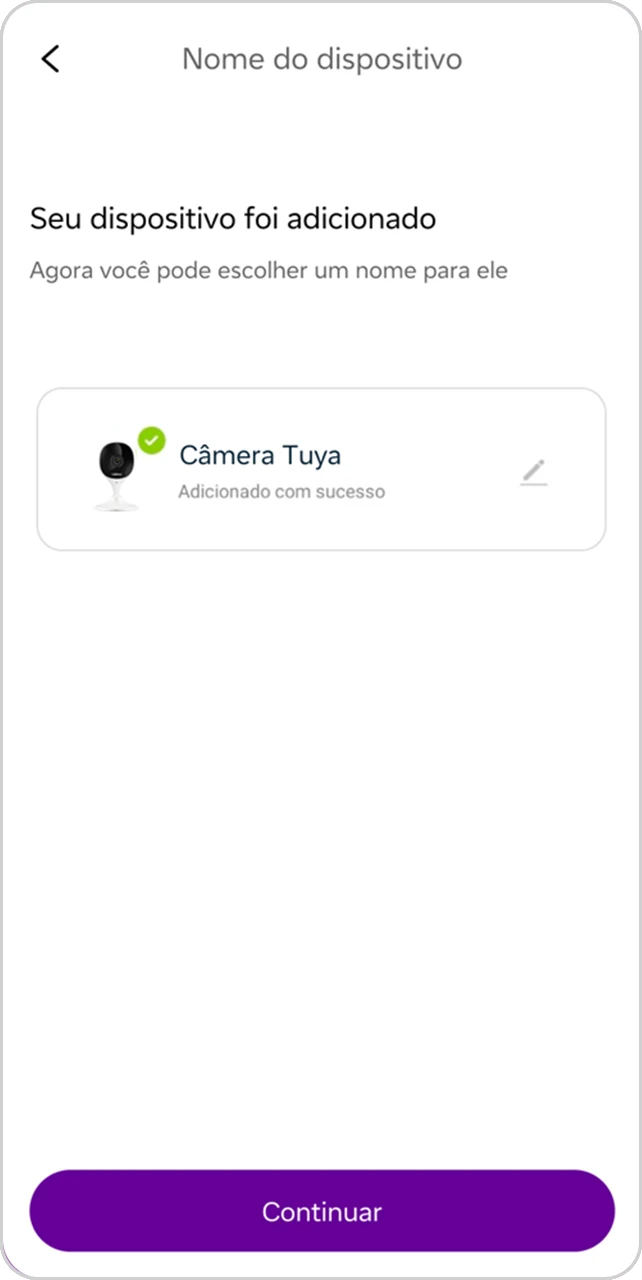 Imagem de tela de ativação de câmera i2GO com mensagem de dispositivo adicionado.