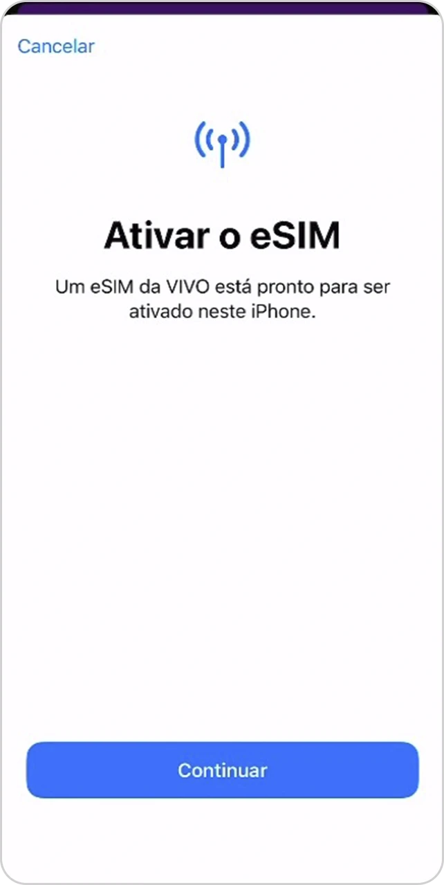 Tela de confirmação que o eSIM está pronto para ser ativado.