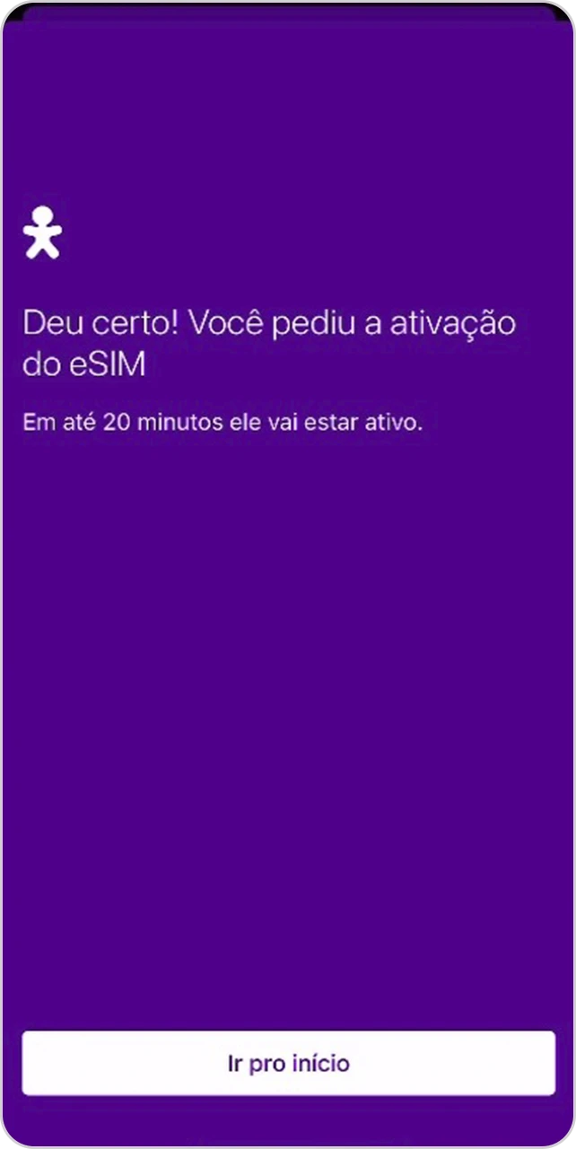 Tela de confirmação do pedido da ativação do eSIM.