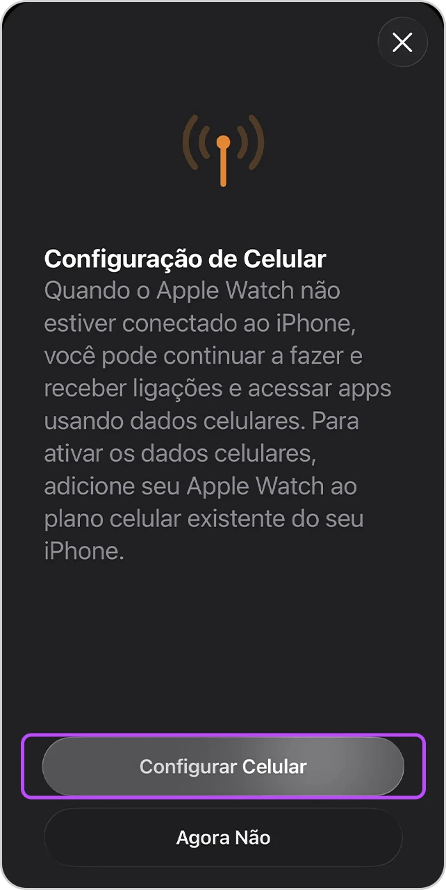 Tela de configuração de celular com o botão "Configurar Celular" em destaque.