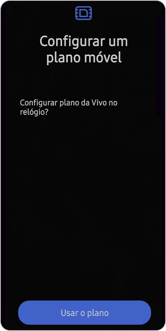 Tela de confirmação para configurar um plano móvel.