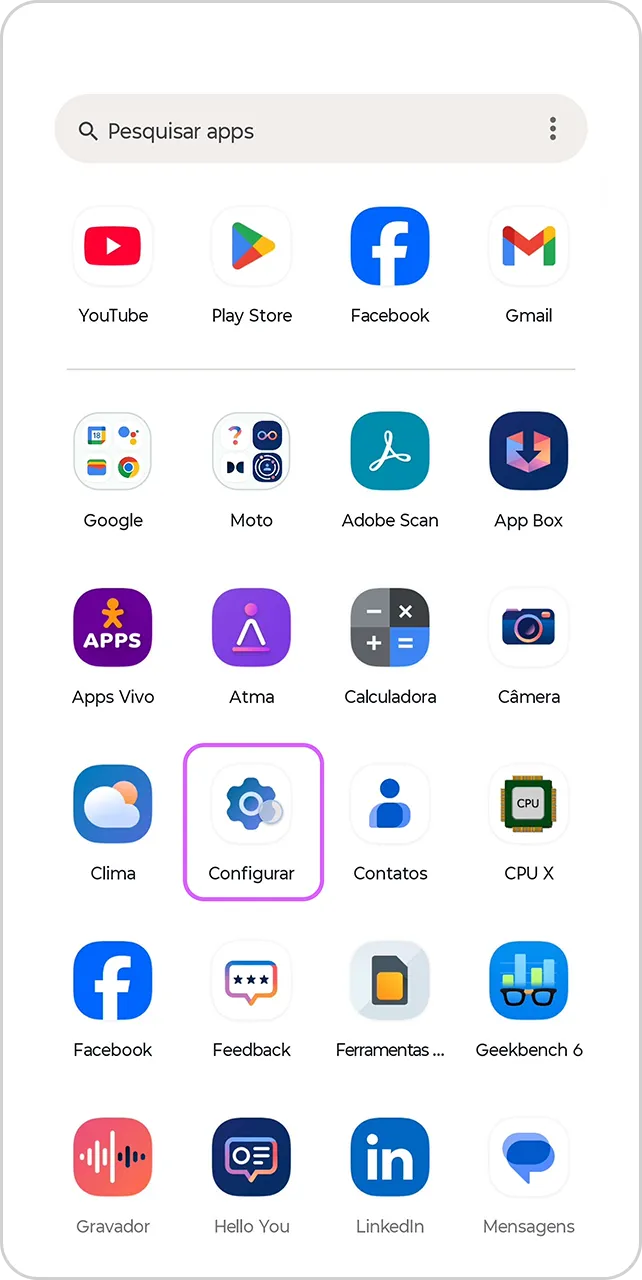 Tela de apps.