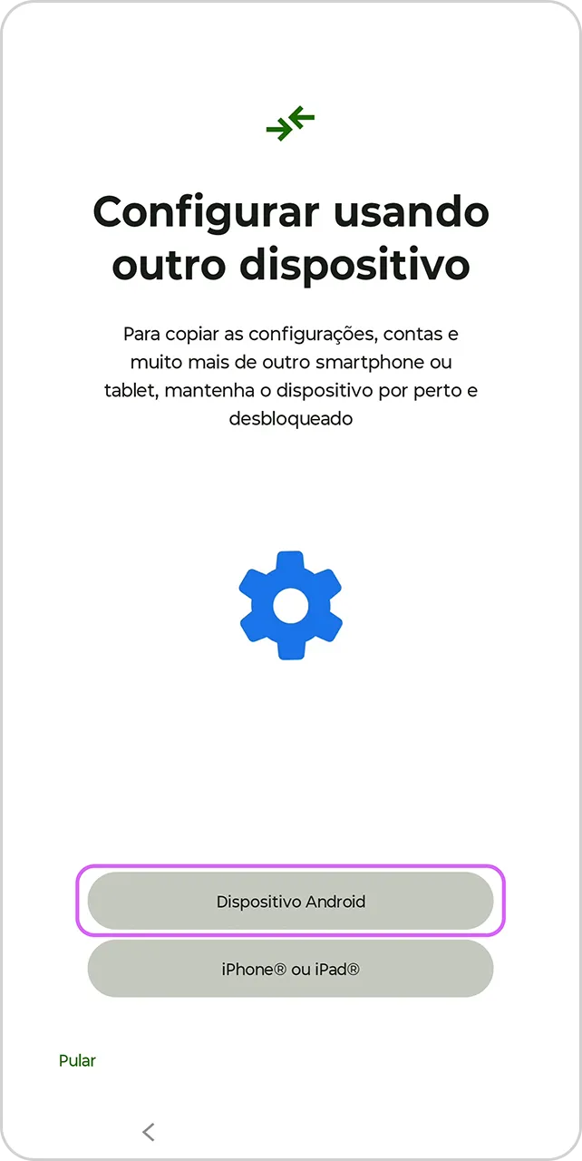 Tela de configuração utilizando outro dispositivo. 
