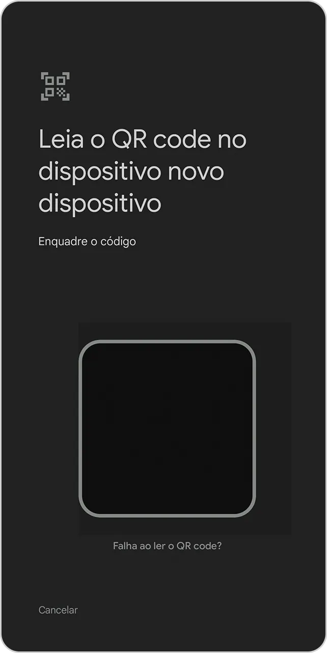 Tela com a solicitação de leitura do QR code.