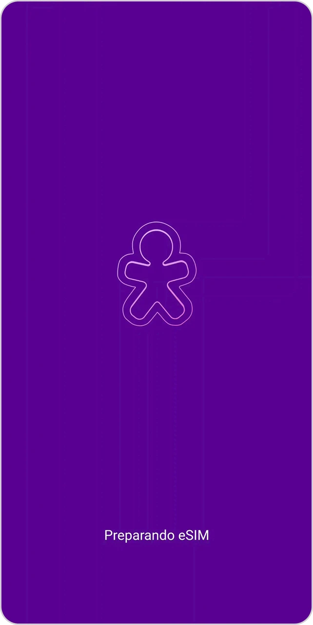 Tela para aguardar a preparação do eSIM.