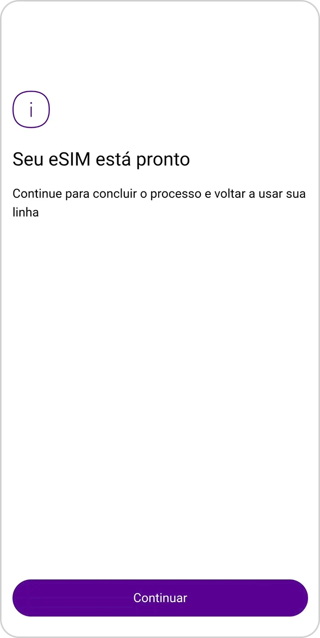 Tela de confirmação de eSIM criado.