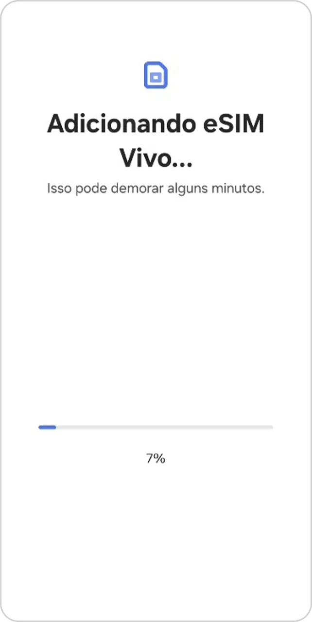 Tela Adicionando eSIM Vivo.