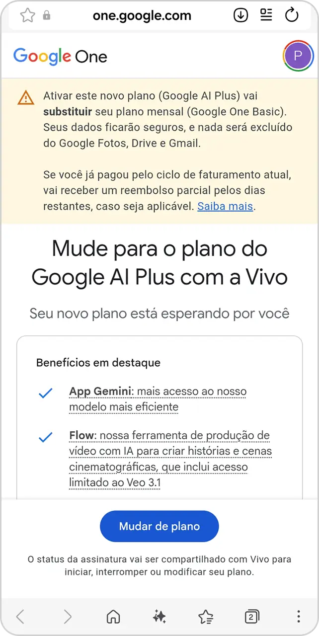 Imagem da tela do passo 6.1 para ativação do Gemini