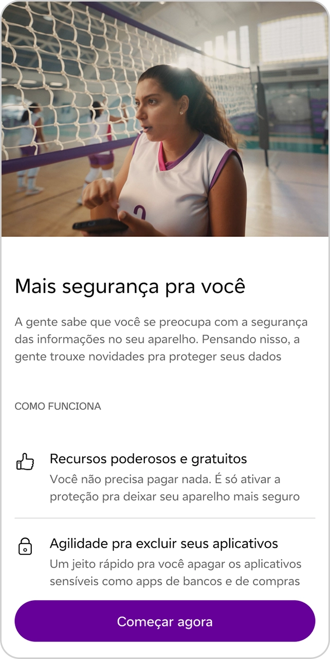 Tela inicial do serviço Modo Seguro com botão "Começar agora".