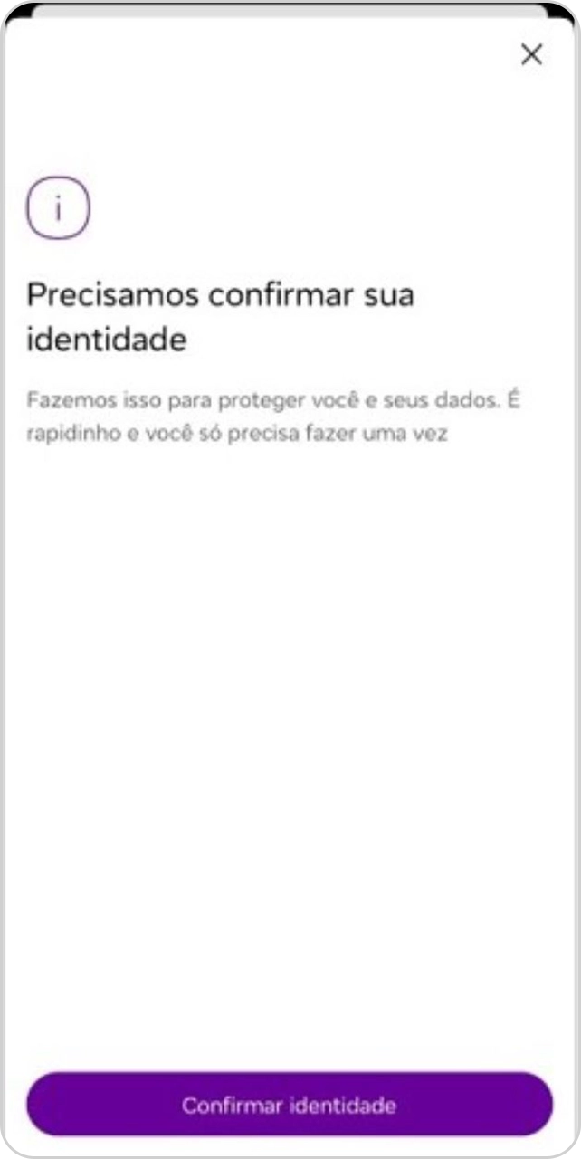 Tela de confirmação de identidade para ativação de Bloqueio Emergencial.