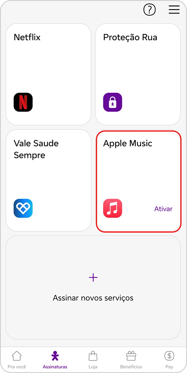 Imagem da tela para o passo 5 de ativação do Apple Music.
