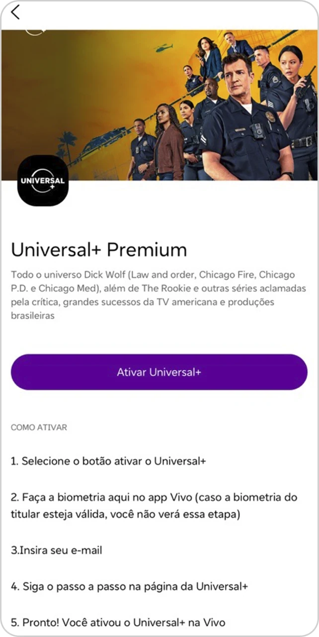 Tela de assinaturas com Universal+ destacado para ativação.