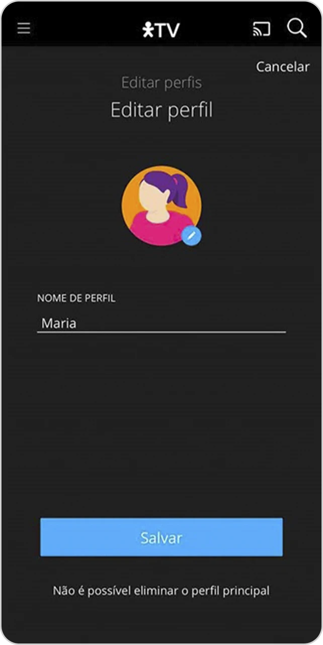 Tela para configurar login.