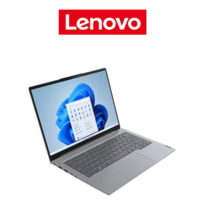 Imagem promocional do notebook Lenovo V14, acima logo Lenovo.