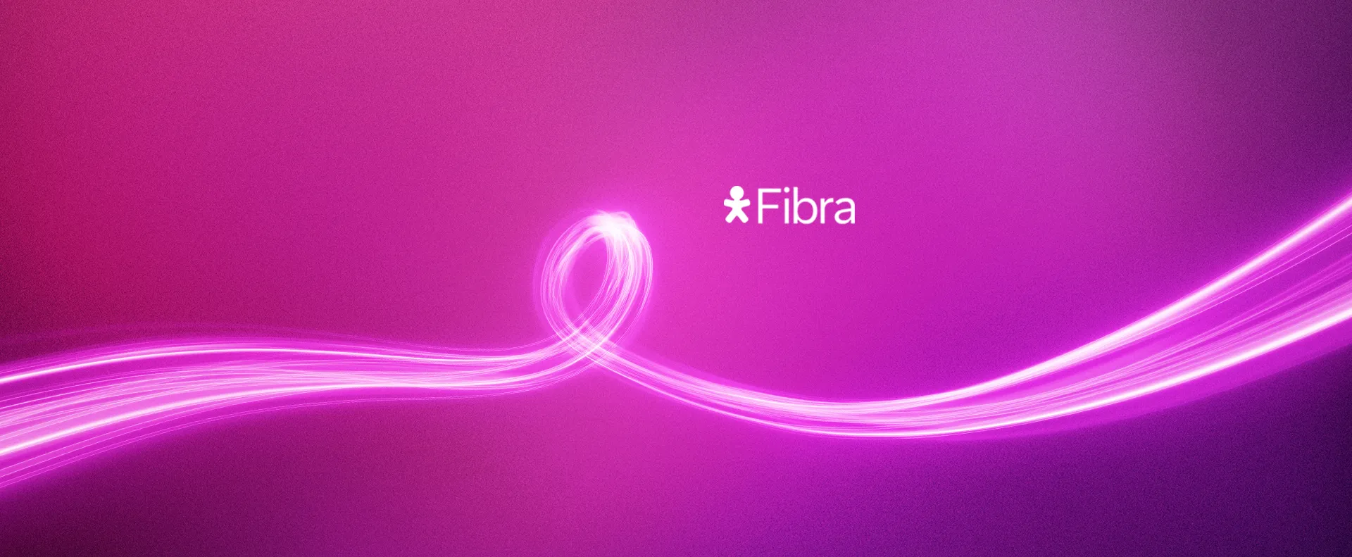 Imagem da fibra passando com fundo rosa e roxo. Logo Fibra 