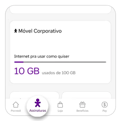 Captura de tela da seção Assinaturas, no App Vivo.