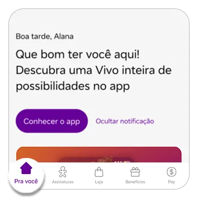 Captura de tela da seção Para Você, no App Vivo.