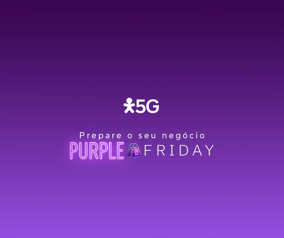 Banner da Vivo Empresas com mensagem Prepare o seu negócio para a Purple Friday e selo 5G.