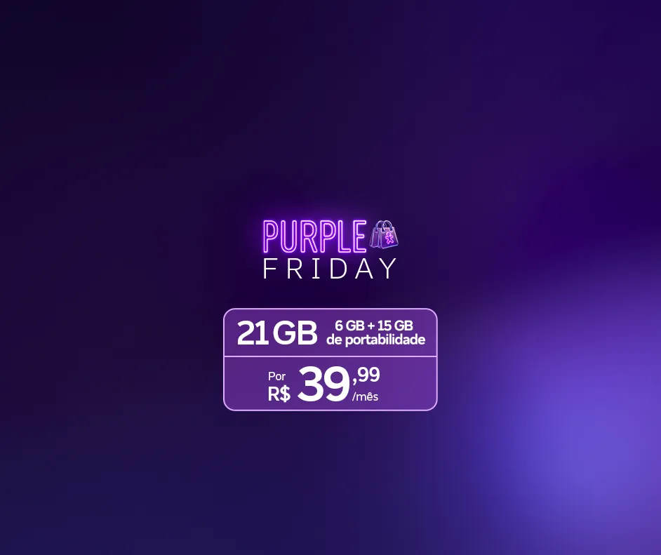 Imagem com fundo roxo, vivinho e logo Purple Friday