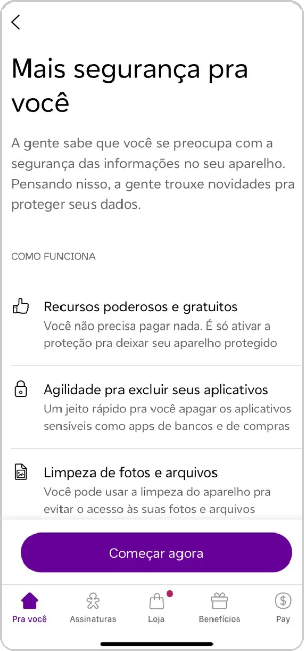 Captura de tela do app Vivo na finalização de contratação.