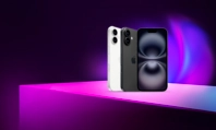 Imagem do iPhone 16, modelos branco e preto.