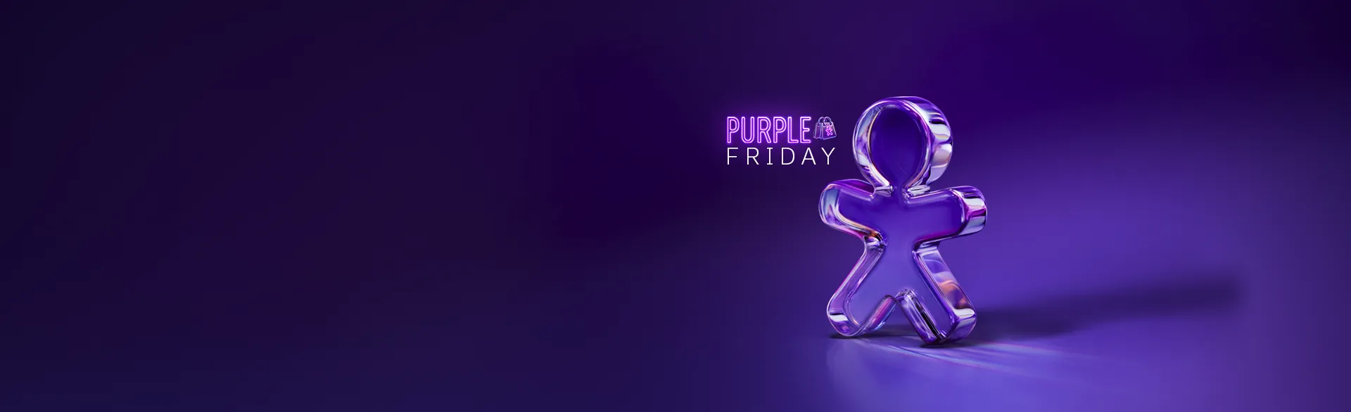 Imagem com fundo roxo, vivinho e o logo Purple Friday