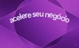 Imagem com bandeira do Brasil em tons de roxo. Lê-se: "Acelere seu negócio."