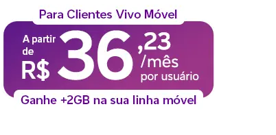 Lê-se: "Para Clientes com Microsoft Teams por R$ 36,23 por mês por usuário"