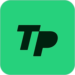 Logo Totalpass com letras em preto e fundo em verde.